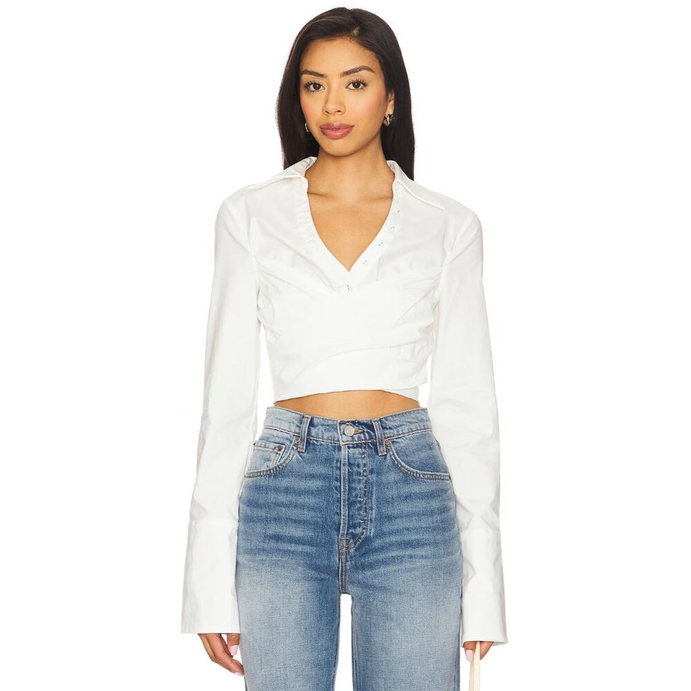 Camila Coelho Evangeline Wrap Top in White Medium New With Tags Womens